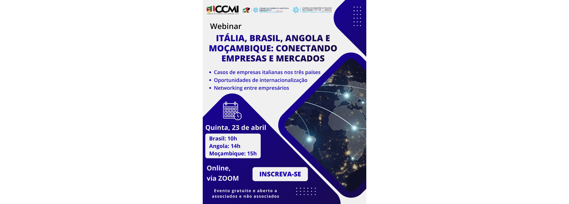 Webinar Internacional: Itália, Brasil, Angola e Moçambique: Conectando Empresas e Mercados