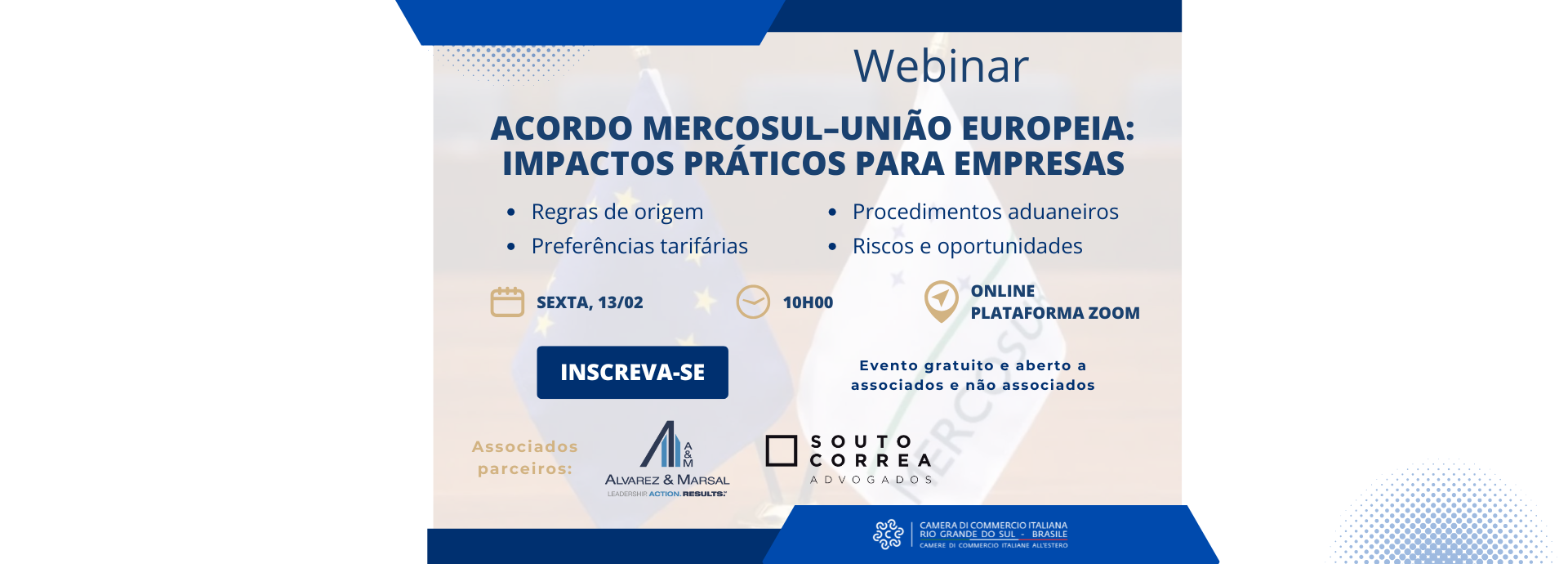 Webinar aborda impactos práticos do Acordo Mercosul–União Europeia para empresas